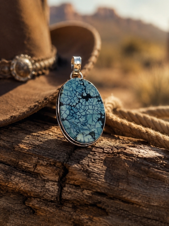 Jewelry - Sterling Silver Blue Turquoise Oval Pendant Necklace